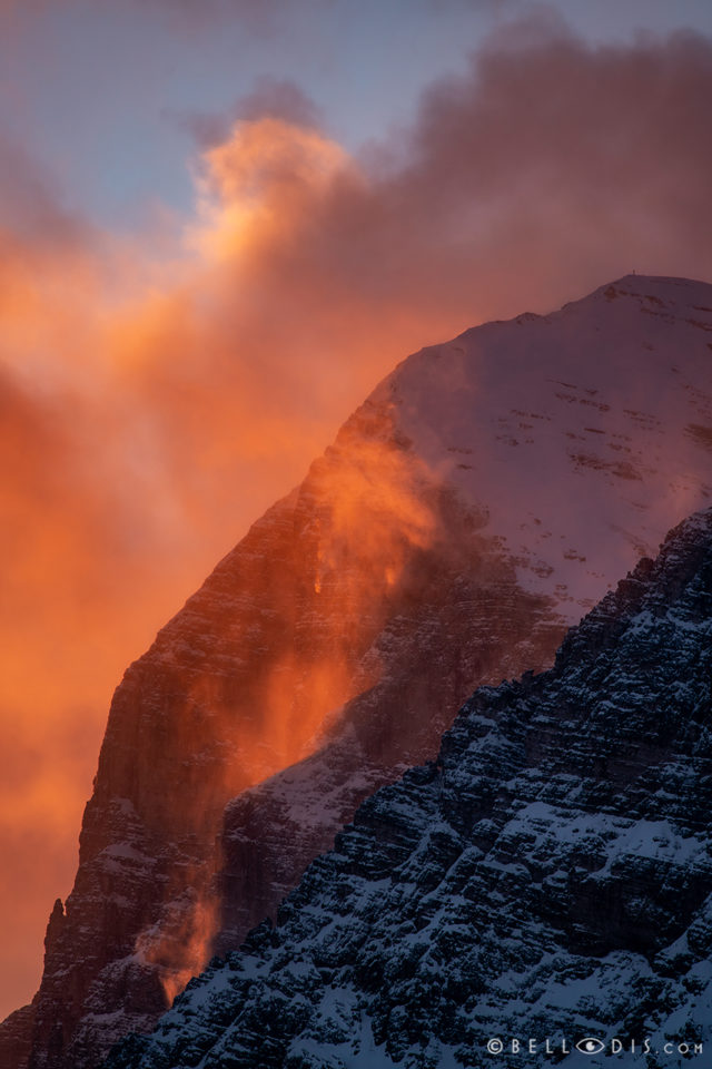 Winter sunset in the Dolomites